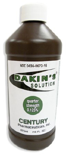 Century Pharmaceuticals 436067216 - Wound Cleanser Dakin's® Solution Quarter Strength 16 oz. Twist Cap Bottle NonSterile Antimicrobial