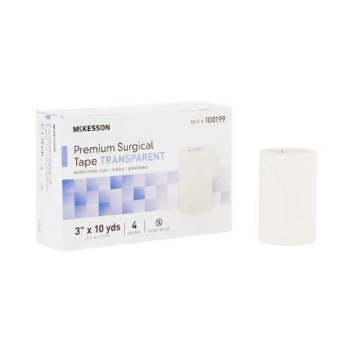 McKesson 100199 - Medical Tape McKesson Water Resistant Plastic 3 Inch X 10 Yard Transparent NonSterile