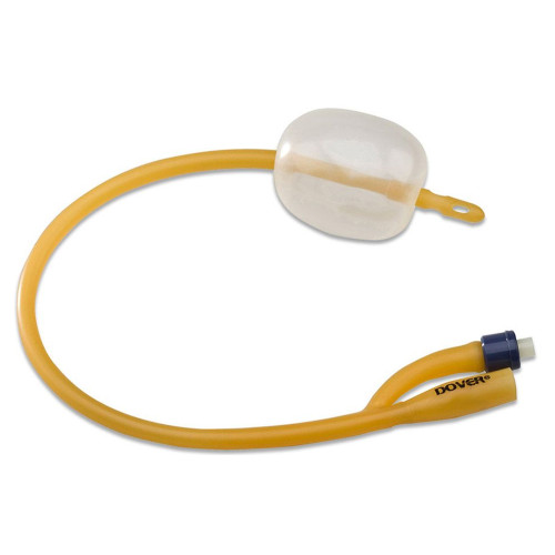 Cardinal Health 1612C - Dover Coude Tip Hydrogel Coated Latex Foley Catheter, 2-Way, 12 Fr, 5 cc