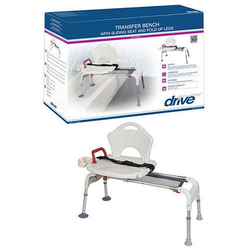 Drive Medical RTL12075 - drive™ Bath Transfer Bench Fixed Handle 21 to 25 Inch Seat Height 300 lbs. Weight Capacity