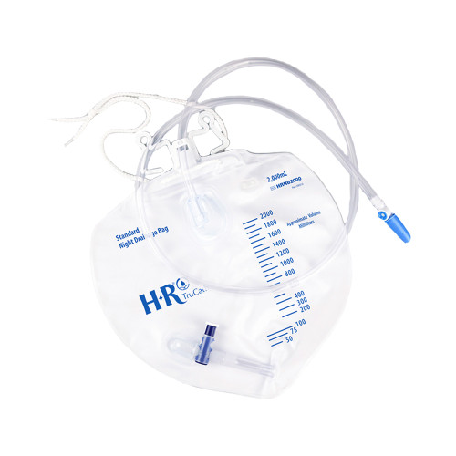 HR Pharmaceuticals HRNB2000 - TruCath 2,000ml Night Drainage Bag with Double Hanger and Anti-Reflux Valve