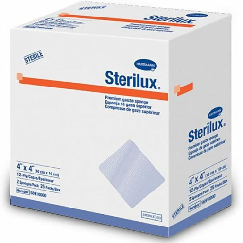 Hartmann 15700038 - Sterilux AMD Sterile, 5's, 12-ply Antimicrobial Super Sponge 6" x 6"