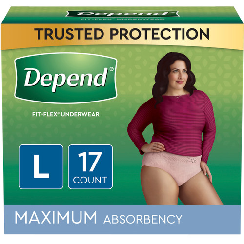 Kimberly Clark 48124 - Female Adult Absorbent Underwear Depend® FIT-FLEX® Pull On with Tear Away Seams Large Disposable Heavy Absorbency