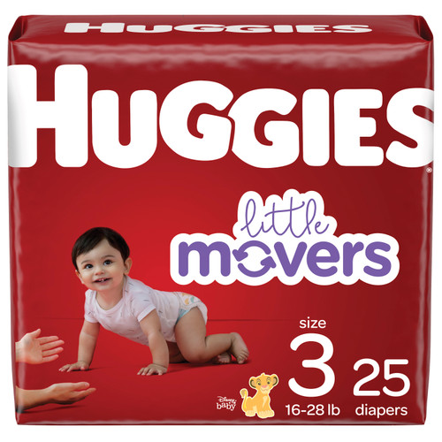 Kimberly Clark 49678 - Huggies Little Movers Diapers, Size 3, Jumbo Pack