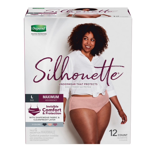 Kimberly Clark 54237 - Depend Silhouette Max ABS Underwear for Women, Large