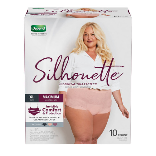 Kimberly Clark 54238 - Depend Silhouette Max ABS Underwear for Women, X-Large
