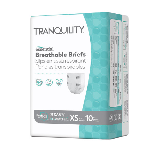 Tranquility Essential Breathable Briefs - Heavy, X-Small/Youth 6-7, 18" - 26", 42 - 90 lbs