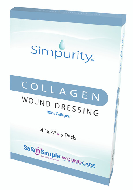 Safe N Simple SNS52244 - Simpurity Collagen Pad Wound Dressing, 4" x 4"