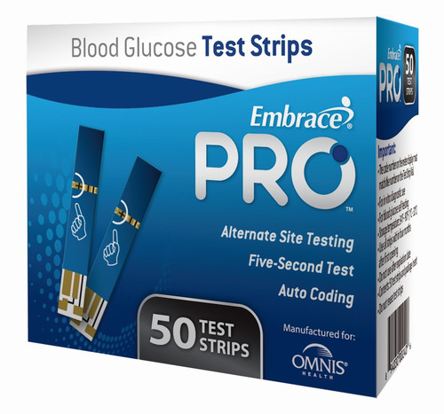 Omnis Health ALL02AM0202 - Blood Glucose Test Strips Embrace® 50 Strips per Box sample size , 0.5 Microliter For Embrace® Blood Glucose System