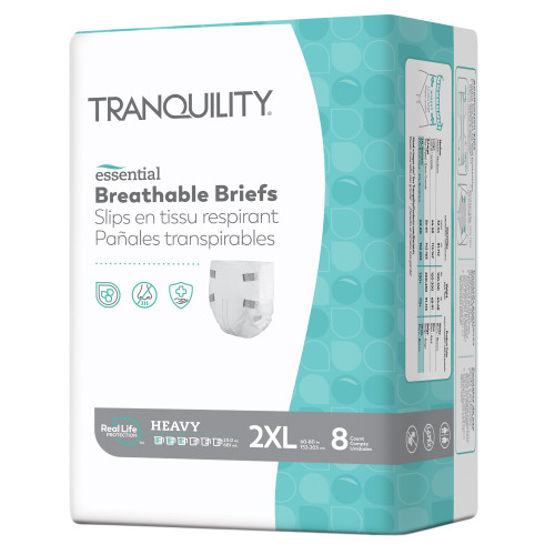 Principle Business Ent 2748 - Tranquility Essential Breathable Briefs - Heavy, 2XL/Bariatric, 60" - 80", 250+ lbs