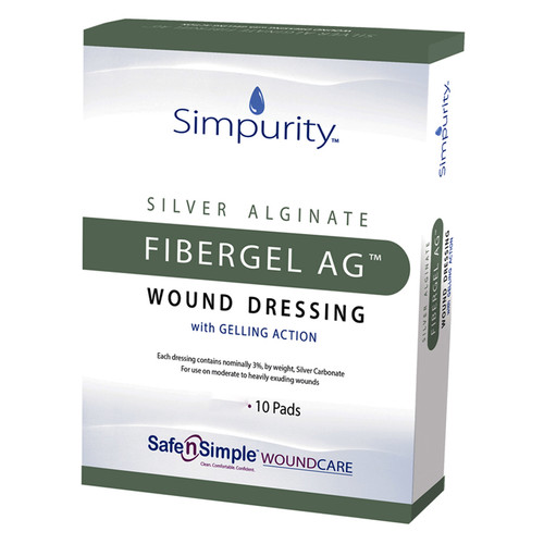 Safe N Simple SNS56712 - Silver Alginate Dressing Simpurity™ Fibergel AG™ 2 X 2 Inch Square Sterile