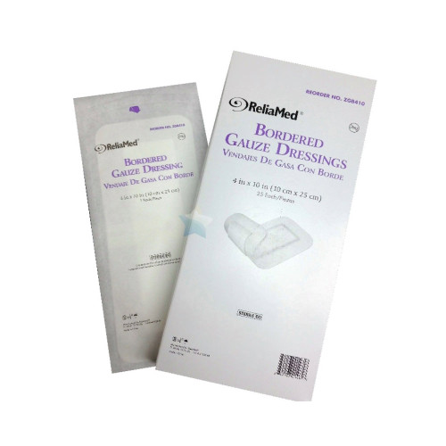 Reliamed ZGB410 - ReliaMed Sterile Bordered Gauze Dressing 4" x 10"