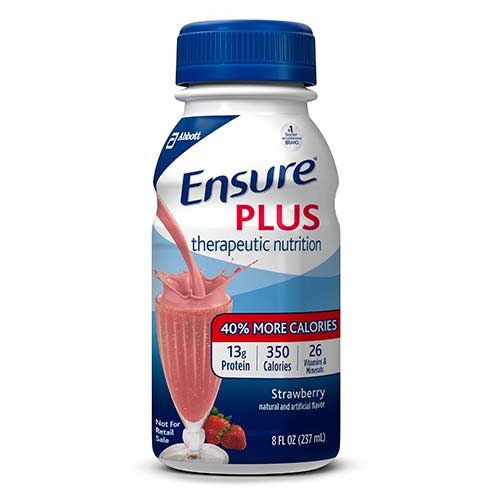 Abbott 58301 - Oral Supplement Ensure® Plus Therapeutic Nutrition Strawberry Flavor Liquid 8 oz. Bottle