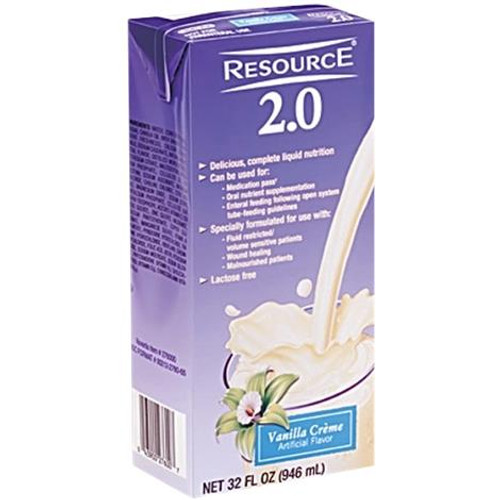 Nestle 27600000 - Oral Supplement Resource® 2.0 Very Vanilla Flavor Liquid 32 oz. Carton