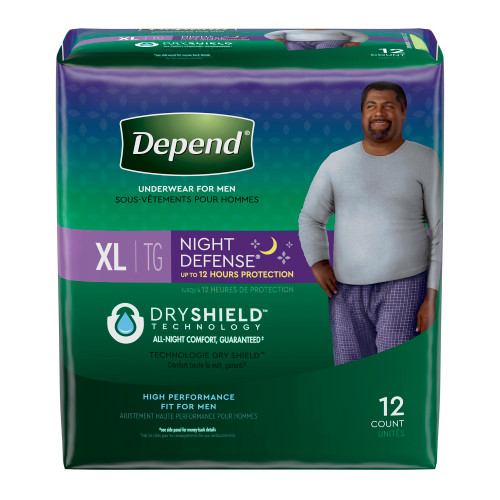 Kimberly Clark 51126 - Depend Night Defense Underwear for Men, X-Large