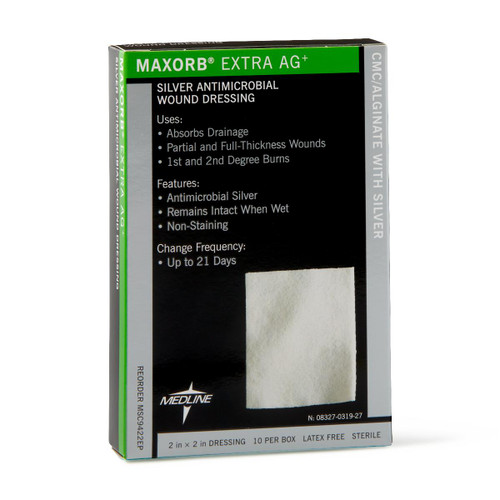 Maxorb Extra Ag Silver Alginate Sheet Dressing 2" x 2"