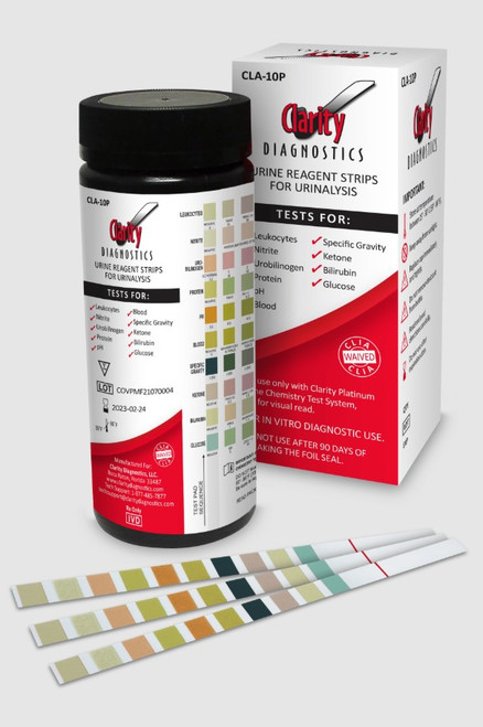 Clarity CLA-10P  - Clarity Platinum Urinalysis Strips -100/Bottle 