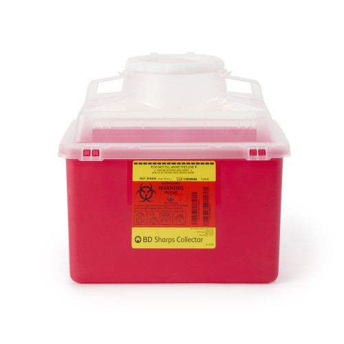 BD 305456 - Sharps Container BD™ Red Base 11-1/2 H X 12-4/5 W X 8-4/5 D Inch Vertical Entry 3.5 Gallon BD 305456 - Sharps Container BD™ Red Base 11-1/2 H X 12-4/5 W X 8-4/5 D Inch Vertical Entry 3.5 Gallon