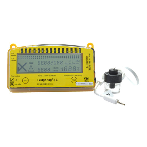 Thermco Products Inc BERFRIDGETAG2L - Refrigerator Vaccine Data Logger with Alarm Fridge-tag® 2L Fahrenheit / Celsius -22° to +131°F (-30° to +55°C) Glycol Bottle Probe Battery Operated Thermco Products Inc BERFRIDGETAG2L - Refrigerator Vaccine Data Logger with Alarm Fridge-tag® 2L Fahrenheit / Celsius -22° to +131°F (-30° to +55°C) Glycol Bottle Probe Battery Operated