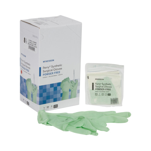 McKesson 20-2085N - Surgical Glove McKesson Perry® Performance Plus Size 8.5 Sterile Polyisoprene Standard Cuff Length Smooth Green Chemo Tested