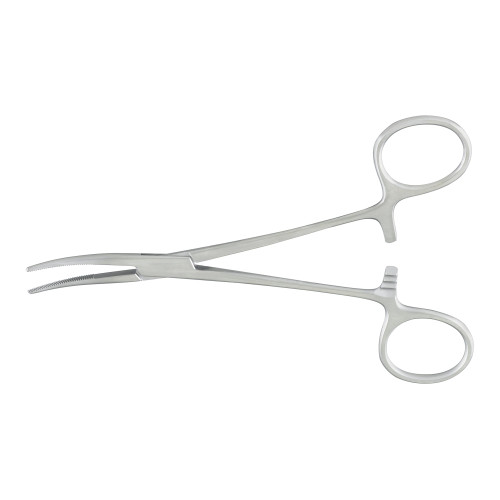 McKesson 43-1-442 - Hemostatic Forceps McKesson Argent™ Kelly 5-1/2 Inch Length OR / Surgical Grade German Stainless Steel NonSterile Locking Finger Ring Handle Curved Serrated Tips