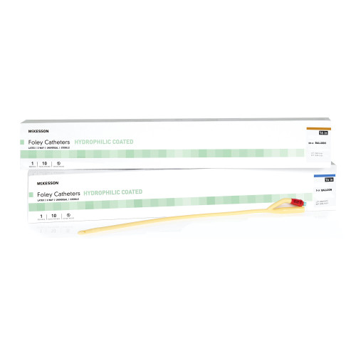 McKesson 16-LFOL514 - Foley Catheter McKesson 2-Way Standard Tip 5 cc Balloon 14 Fr. Hydrophilic Polymer Coated Latex