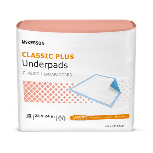 McKesson UPLT2324 - Disposable Underpad McKesson Classic Plus 23 X 24 Inch Fluff / Polymer Light Absorbency McKesson UPLT2324 - Disposable Underpad McKesson Classic Plus 23 X 24 Inch Fluff / Polymer Light Absorbency