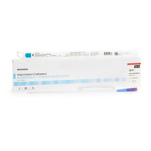 McKesson 16-MH1618 - Urethral Catheter McKesson Straight Tip Hydrophilic Coated PVC 18 Fr. 16 Inch