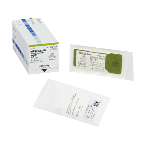 McKesson S661GX - Nonabsorbable Suture with Needle McKesson Nylon C-13 3/8 Circle Reverse Cutting Needle Size 5-0 Monofilament McKesson S661GX - Nonabsorbable Suture with Needle McKesson Nylon C-13 3/8 Circle Reverse Cutting Needle Size 5-0 Monofilament