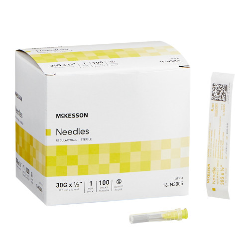 McKesson 16-N3005 - Hypodermic Needle McKesson 1/2 Inch Length 30 Gauge Regular Wall Without Safety McKesson 16-N3005 - Hypodermic Needle McKesson 1/2 Inch Length 30 Gauge Regular Wall Without Safety
