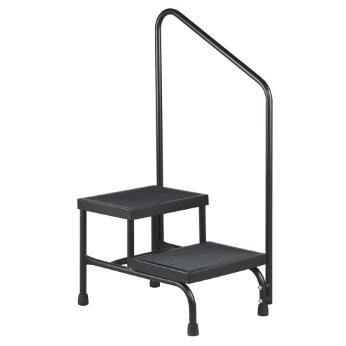 McKesson 81-31220 - Step Stool with Handrail McKesson Bariatric 2 Steps Powder Coated Steel Frame 9 / 16 Inch Step Height