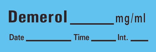 PDC Healthcare AN-46 - Drug Label Timemed Anesthesia Label Tape Demerol_mg/mL Date_Time_Int_ Blue 1/2 X 1-1/2 Inch PDC Healthcare AN-46 - Drug Label Timemed Anesthesia Label Tape Demerol_mg/mL Date_Time_Int_ Blue 1/2 X 1-1/2 Inch