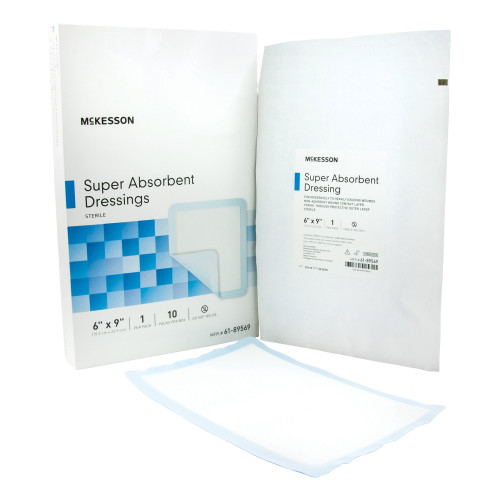McKesson 61-89569 - Super Absorbent Dressing McKesson 6 X 9 Inch Rectangle McKesson 61-89569 - Super Absorbent Dressing McKesson 6 X 9 Inch Rectangle