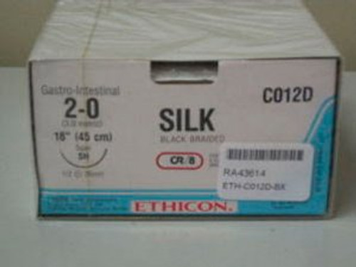 J & J Healthcare Systems C012D - Nonabsorbable Suture with Needle Perma-Hand™ Silk SH 1/2 Circle Taper Point Needle Size 2-0 Braided J & J Healthcare Systems C012D - Nonabsorbable Suture with Needle Perma-Hand™ Silk SH 1/2 Circle Taper Point Needle Size 2-0 Braided