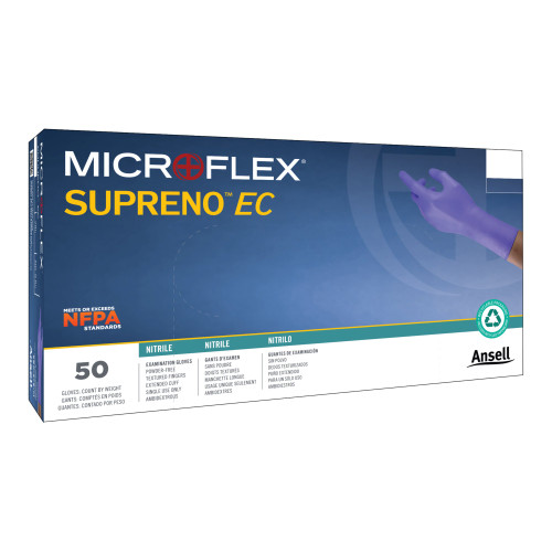 Microflex Medical SEC-375-L - Exam Glove Supreno® EC Large NonSterile Nitrile Extended Cuff Length Textured Fingertips Blue Chemo Tested / Fentanyl Tested
