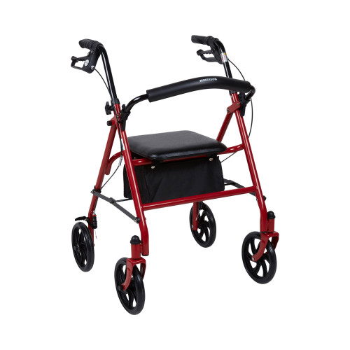 McKesson 146-10257RD-1 - 4 Wheel Rollator McKesson Red Adjustable Height / Folding Steel Frame McKesson 146-10257RD-1 - 4 Wheel Rollator McKesson Red Adjustable Height / Folding Steel Frame