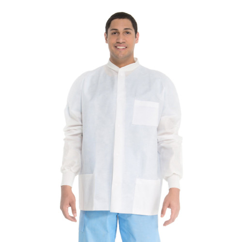 O&M Halyard Inc 10072 - Lab Jacket White Large Hip Length 3-Layer SMS Disposable O&M Halyard Inc 10072 - Lab Jacket White Large Hip Length 3-Layer SMS Disposable