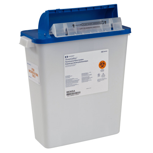 Cardinal Health 8836SA - Pharmaceutical Waste Container PharmaSafety™ White Base 16-1/2 H X 13-3/4 W X 6 D Inch Horizontal Entry 3 Gallon Cardinal Health 8836SA - Pharmaceutical Waste Container PharmaSafety™ White Base 16-1/2 H X 13-3/4 W X 6 D Inch Horizontal Entry 3 Gallon