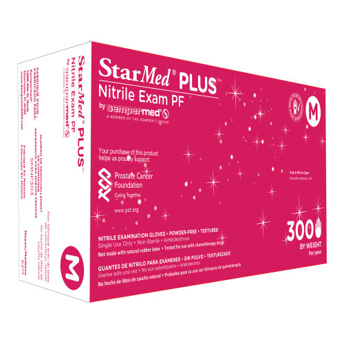 Sempermed USA SMNP303 - Exam Glove StarMed® Plus™ Medium NonSterile Nitrile Standard Cuff Length Textured Fingertips Blue Chemo Tested / Fentanyl Tested