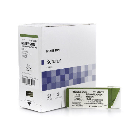 McKesson S1669H - Nonabsorbable Suture with Needle McKesson Nylon P-12 3/8 Circle Precision Reverse Cutting Needle Size 3-0 Monofilament McKesson S1669H - Nonabsorbable Suture with Needle McKesson Nylon P-12 3/8 Circle Precision Reverse Cutting Needle Size 3-0 Monofilament