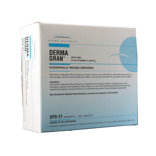 Gentell SPD21 - Zinc Impregnated Dressing Dermagran® B Square 4 X 4 Inch Sterile