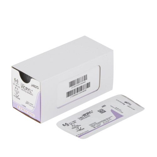 J & J Healthcare Systems J492G - Absorbable Suture with Needle Coated Vicryl™ Polyglactin 910 P-3 3/8 Circle Precision Reverse Cutting Needle Size 6-0 Braided J & J Healthcare Systems J492G - Absorbable Suture with Needle Coated Vicryl™ Polyglactin 910 P-3 3/8 Circle Precision Reverse Cutting Needle Size 6-0 Braided