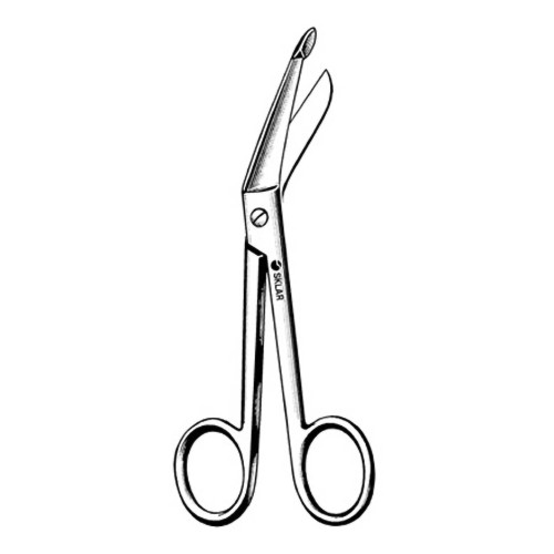 Sklar 11-1055 - Bandage Scissors Sklar® Lister 5-1/2 Inch Length OR / Surgical Grade German Stainless Steel NonSterile Finger Ring Handle Angled Blunt Tip / Blunt Tip