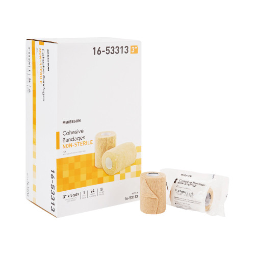 McKesson 16-53313 - Cohesive Bandage McKesson 3 Inch X 5 Yard Self-Adherent Closure Tan NonSterile Standard Compression McKesson 16-53313 - Cohesive Bandage McKesson 3 Inch X 5 Yard Self-Adherent Closure Tan NonSterile Standard Compression