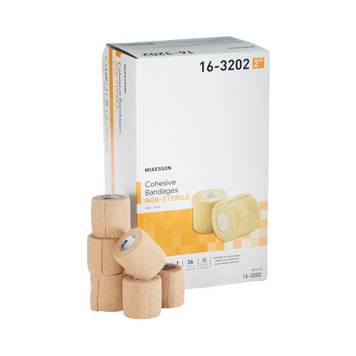 McKesson 16-3202 - Cohesive Bandage McKesson 2 Inch X 5 Yard Self-adherent Closure Tan NonSterile Standard Compression McKesson 16-3202 - Cohesive Bandage McKesson 2 Inch X 5 Yard Self-adherent Closure Tan NonSterile Standard Compression