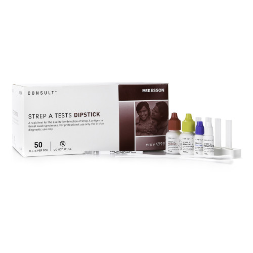 McKesson 4999 - Respiratory Test Kit McKesson Consult™ Strep A Test 50 Tests CLIA Waived McKesson 4999 - Respiratory Test Kit McKesson Consult™ Strep A Test 50 Tests CLIA Waived