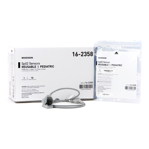 McKesson 16-2358 - SpO2 Sensor McKesson Finger Pediatric Reusable 3 Foot Cord McKesson 16-2358 - SpO2 Sensor McKesson Finger Pediatric Reusable 3 Foot Cord
