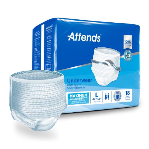 Attends Healthcare Products APV30100 - Unisex Adult Absorbent Underwear Attends® Care Pull On with Tear Away Seams Large Disposable Heavy Absorbency Attends Healthcare Products APV30100 - Unisex Adult Absorbent Underwear Attends® Care Pull On with Tear Away Seams Large Disposable Heavy Absorbency