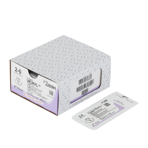 J & J Healthcare Systems J269H - Absorbable Suture with Needle Coated Vicryl™ Polyglactin 910 CT-2 1/2 Circle Taper Point Needle Size 2-0 Braided J & J Healthcare Systems J269H - Absorbable Suture with Needle Coated Vicryl™ Polyglactin 910 CT-2 1/2 Circle Taper Point Needle Size 2-0 Braided