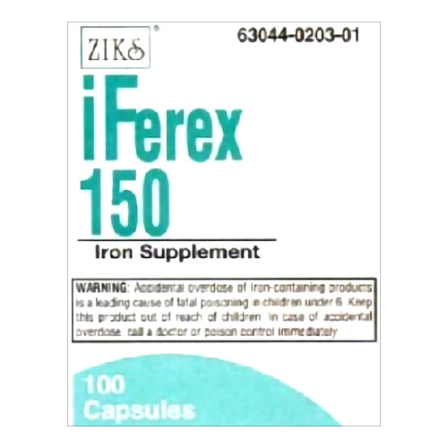 Nnodum Corp 63044020301 - Mineral Supplement Iferex Iron 150 mg Strength Capsule 100 per Bottle Nnodum Corp 63044020301 - Mineral Supplement Iferex Iron 150 mg Strength Capsule 100 per Bottle